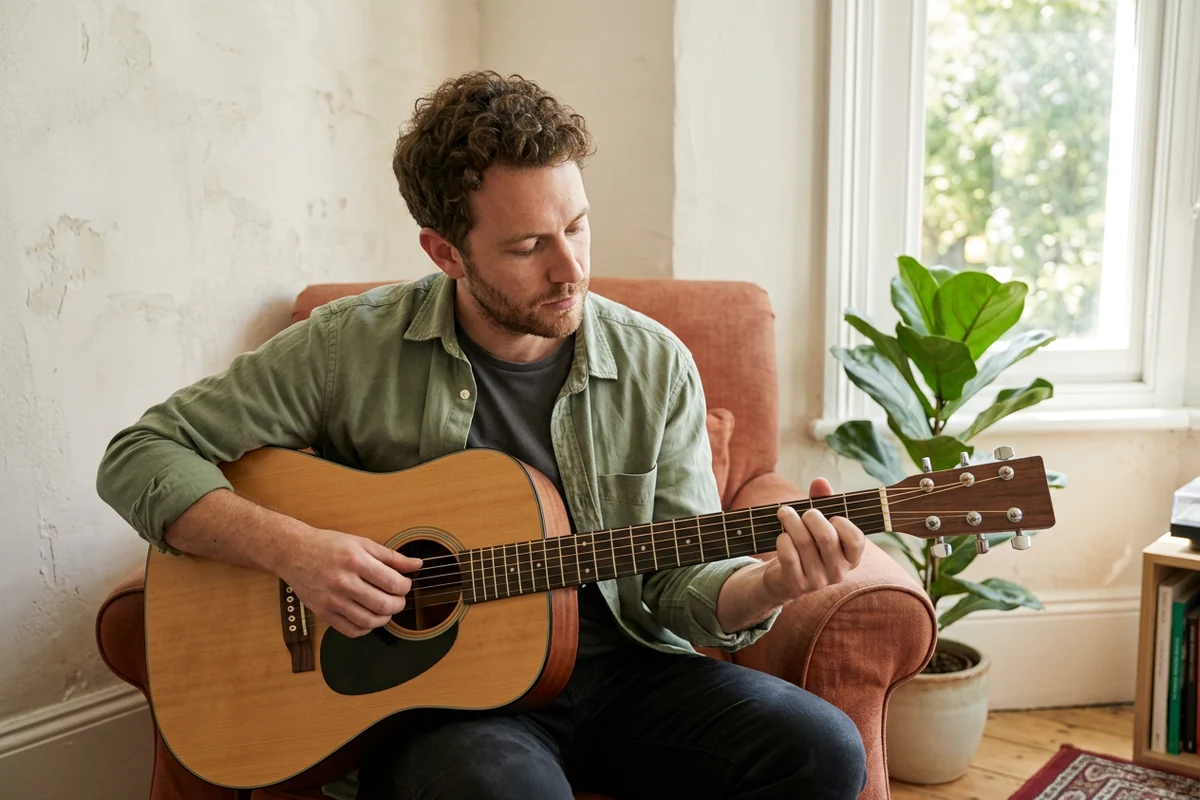 Guitar practice in natural light