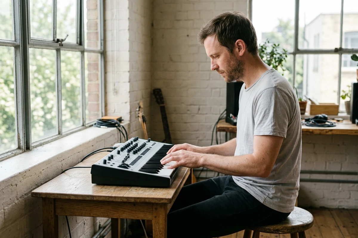 Headphones and a recording desk