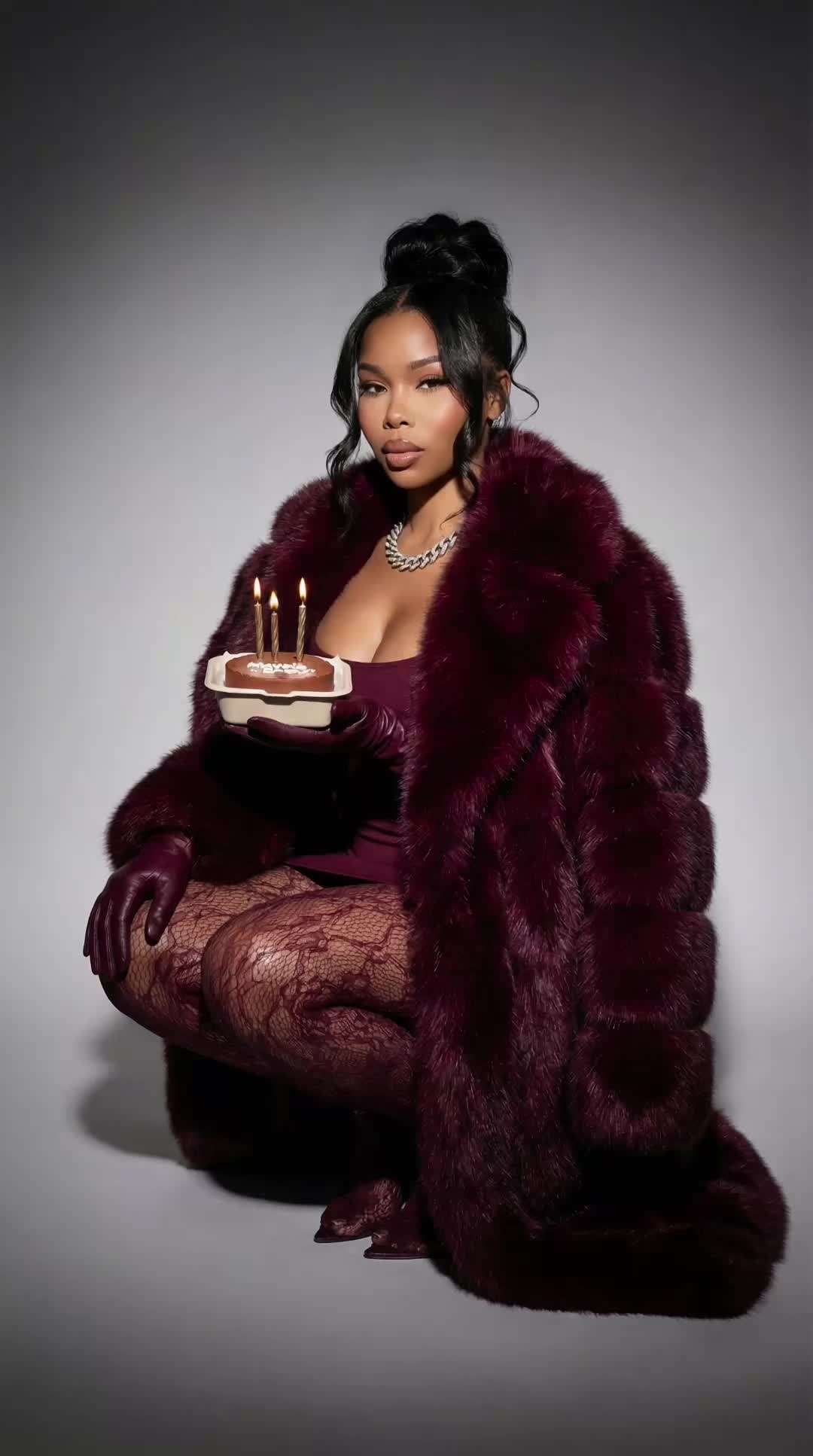 Burgundy Fur Cake