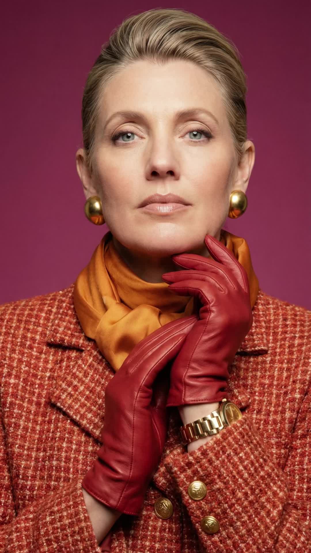 Orange Tweed Gloves