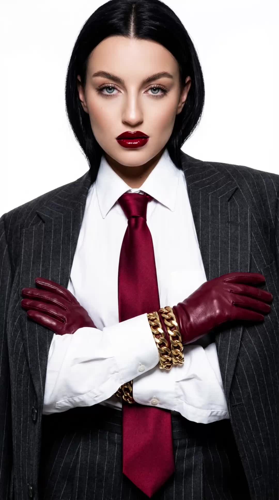 Pinstripe Red Gloves