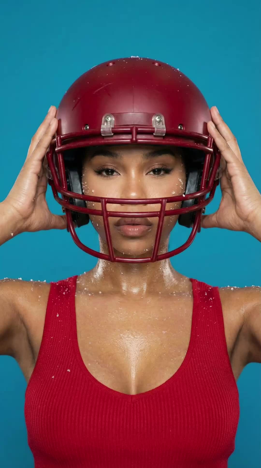Maroon Helmet Cyan