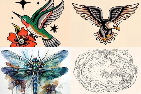 Varios estilos de tatuajes