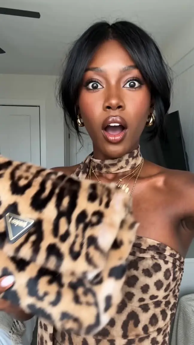 Leopard Print Bag Try-On